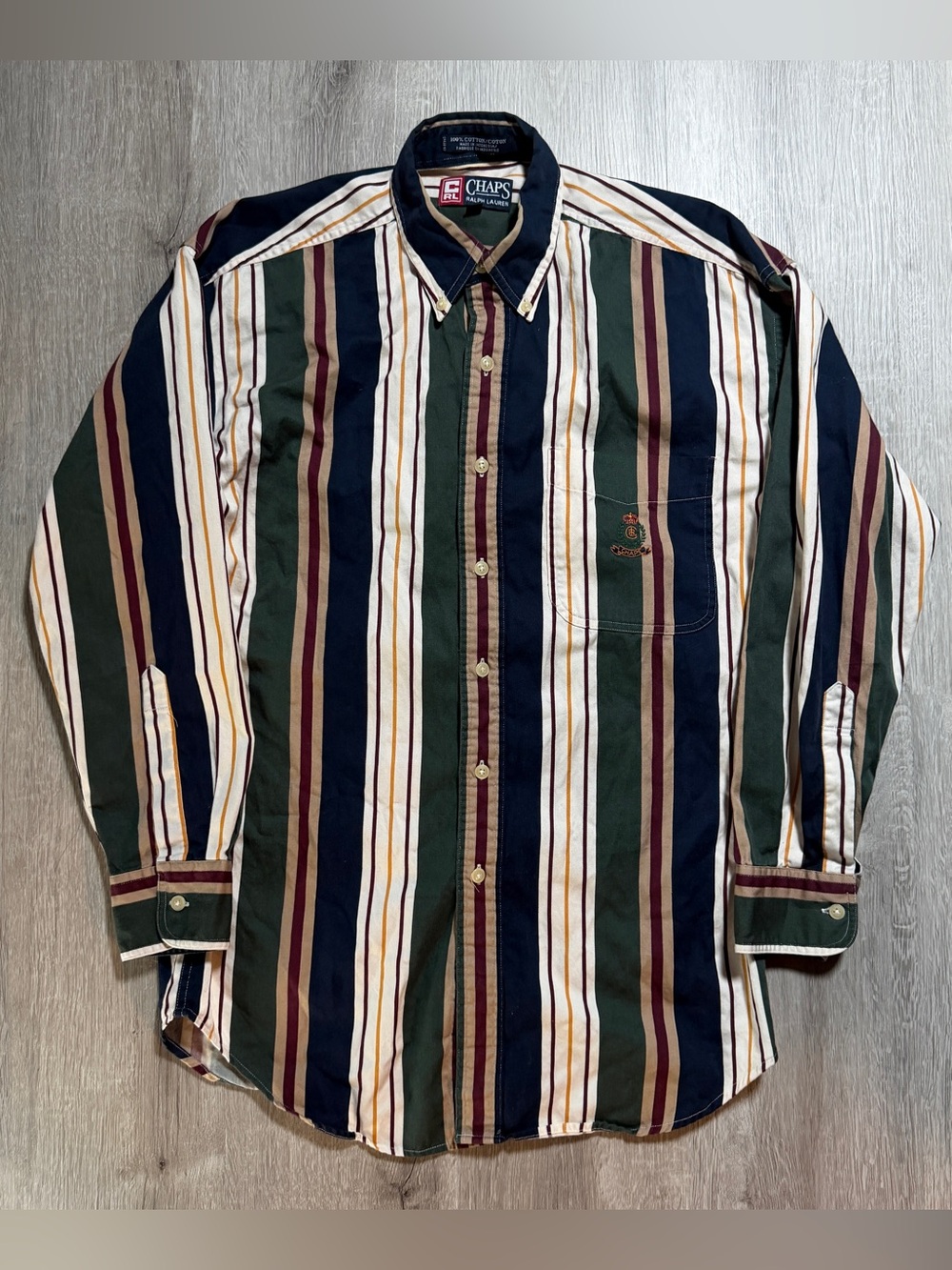 Chaps Ralph Lauren Striped Button-Down Shirt - Navy, Green, White, Burgundy
